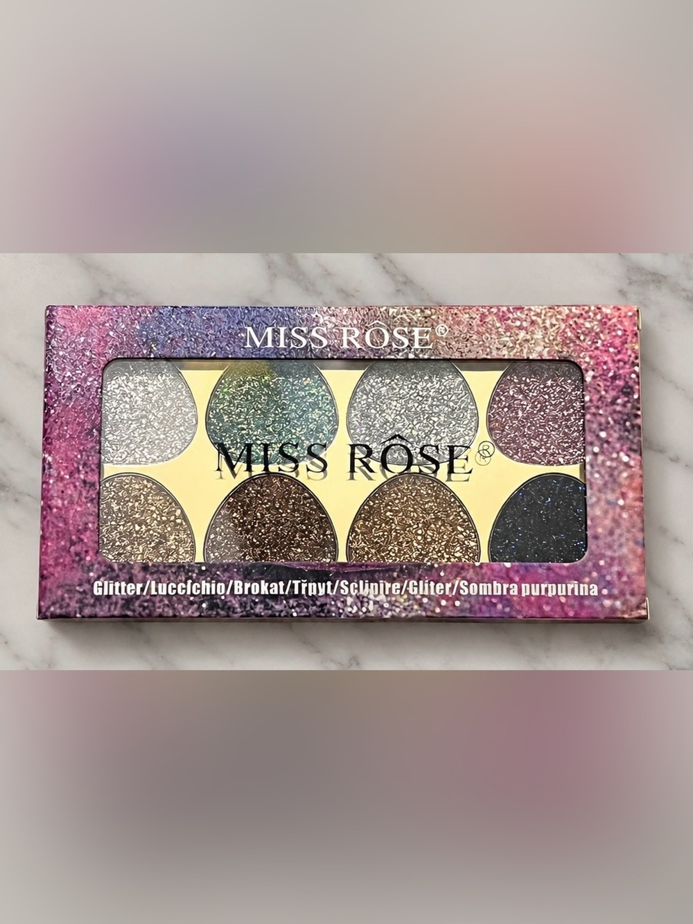 MISS ROSE Glitter Eyeshadow Palette | 8 Ultra Sparkly Glitter Shades | New